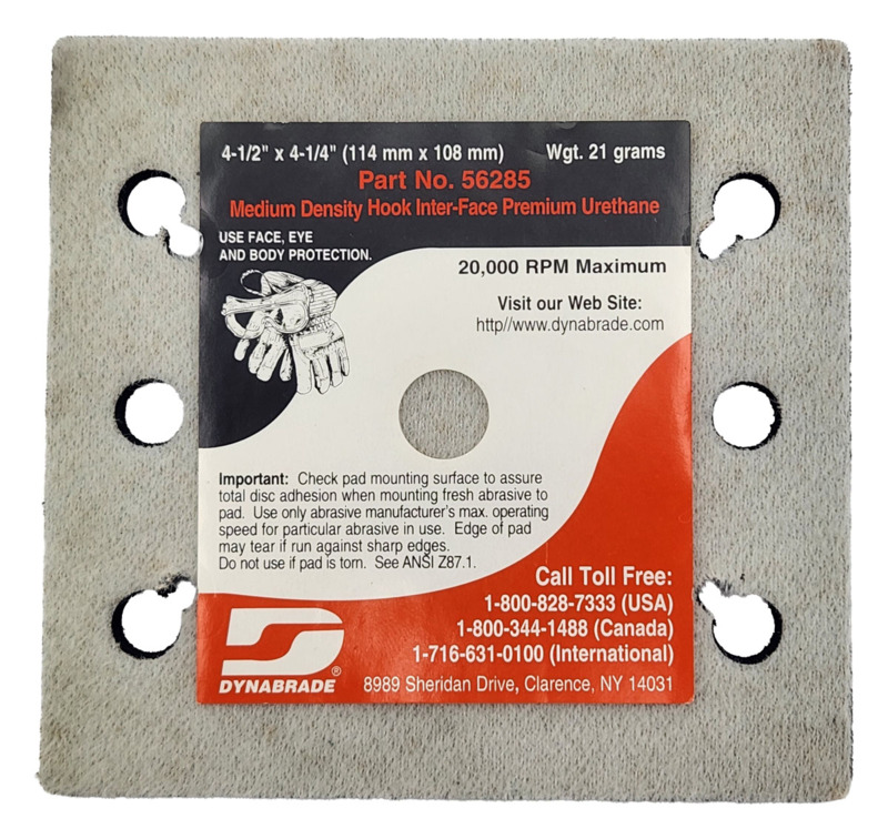 4-1/4" (108 mm) W x 4-1/2" (114 mm) L Vacuum Dynabug "Model T" Disc Pad, Hook-Face, Short Nap