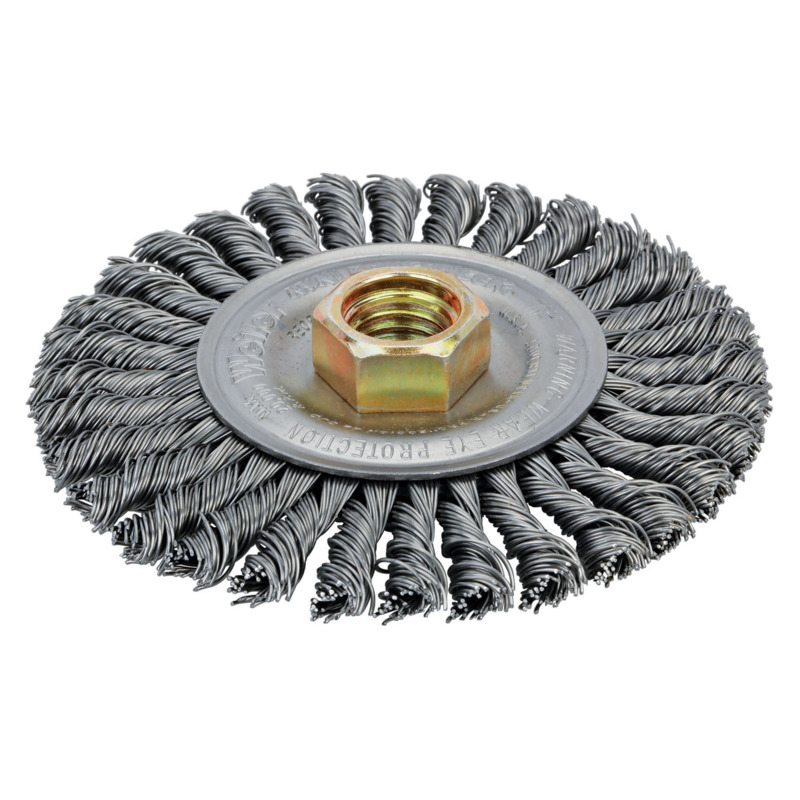 4" (102 mm) Dia. x .020 x 5/8"-11 UNC Roughneck Stringer Bead Twist Wire Wheel, Stainless Steel