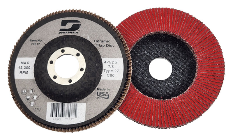 4-1/2" (114 mm) Dia. x 7/8" (22 mm) 80 Grit Type 27 DynaCut Ceramic Flap Disc