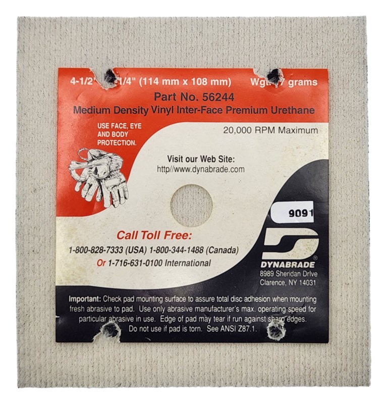 4-1/4" (108 mm) W x 4-1/2" (114 mm) L Non-Vacuum Dynabug "Model T" Disc Pad, Vinyl-Face