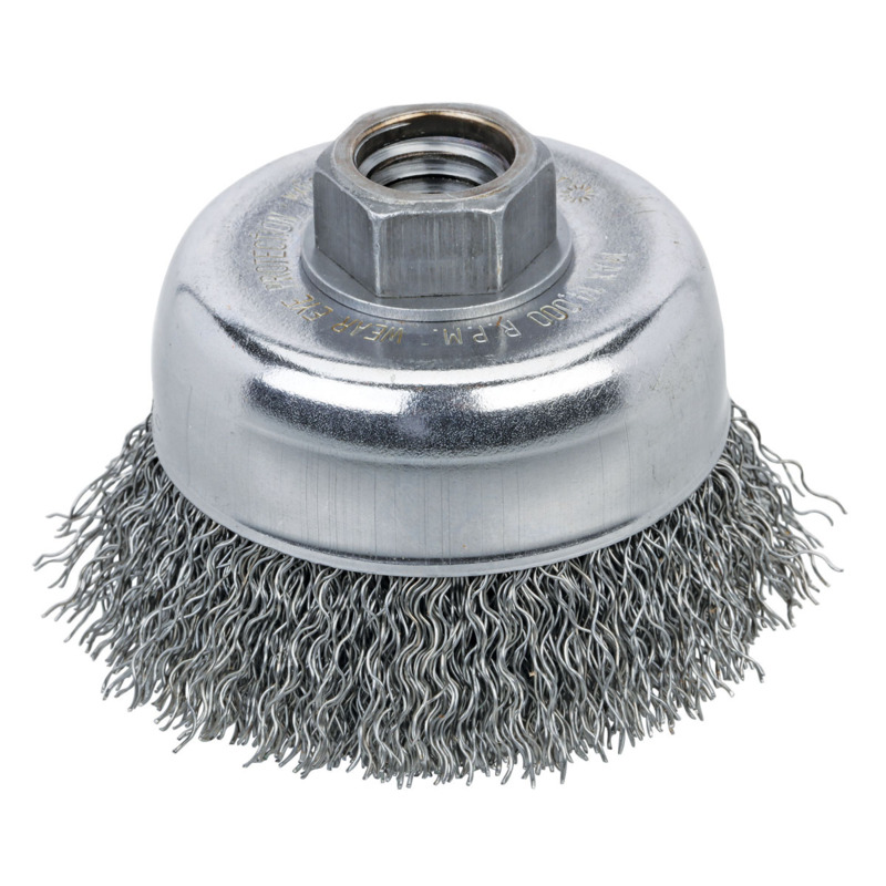 Crimped Wire Cup Brush 3" (76 mm) Dia. x .014 x 5/8"-11 UNC AH Steel