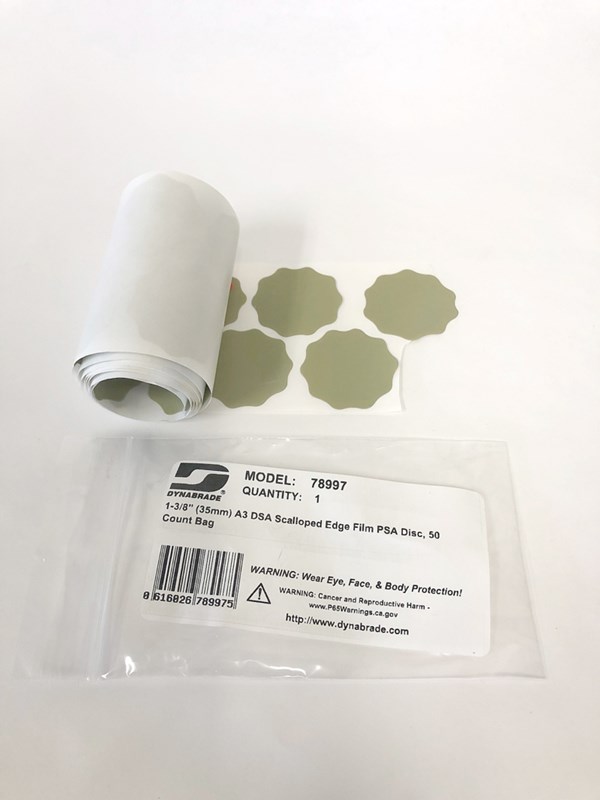 1-3/8" (35mm) A3 DSA Scalloped Edge Film PSA Disc, 50 Count Bag