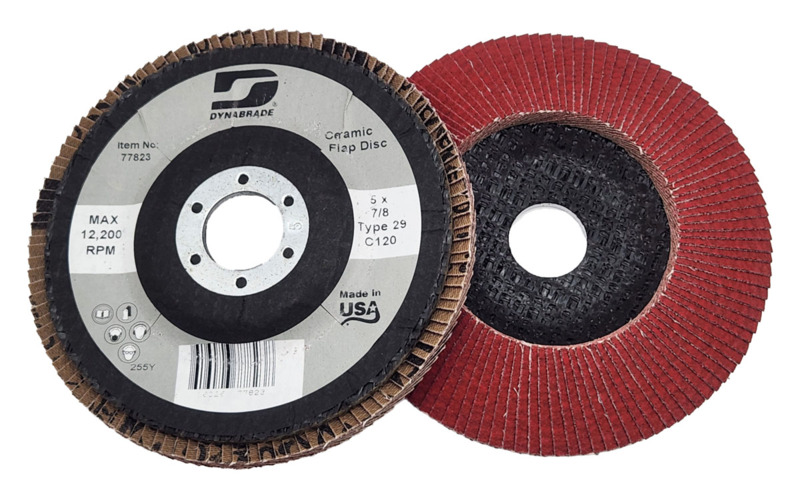 5" (127 mm) Dia. x 7/8" CH 120 Grit Type 29 Ceramic DynaCut Premium Flap Disc w/Fiberglass