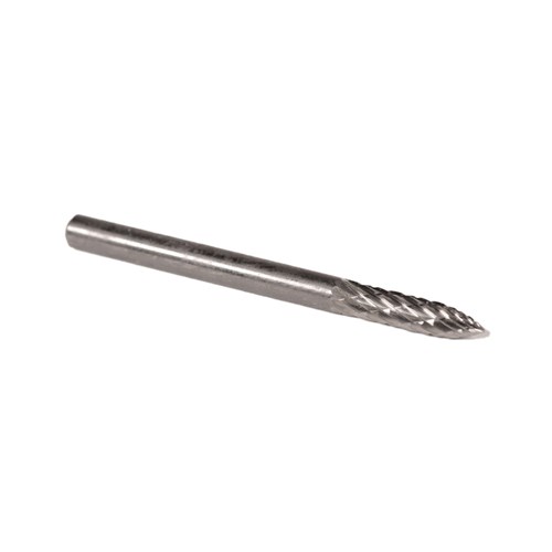Carbide Burr, 3 mm Dia., SG-44 D/C Burr, Tree-Radiused End, 13 mm Flute L, 3 mm Shank