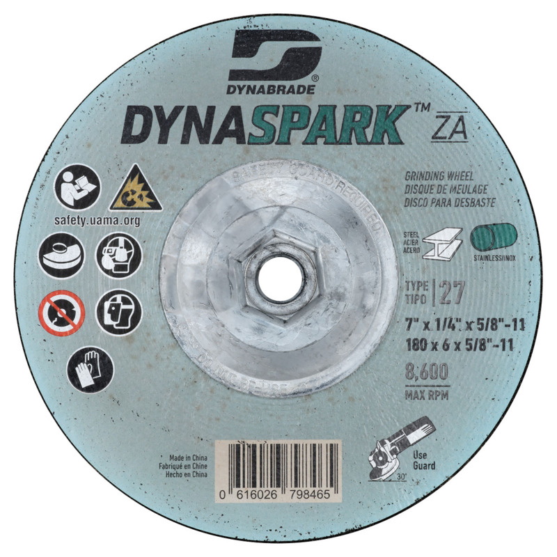 DynaSpark ZA 7" x 1/4" x 5/8"-11 T27 Grinding Wheel