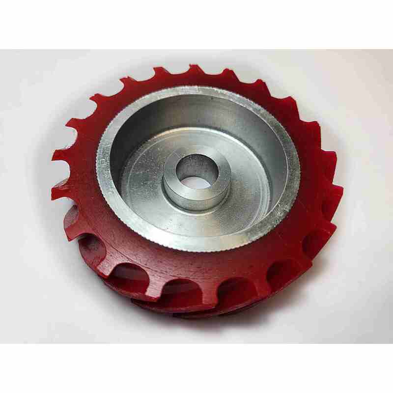 Contact Wheel, 4" Dia. x 1" W x 5/8" I.D., Scoop Face, 60 Duro Urethane