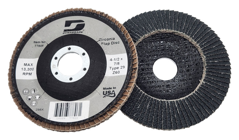 4-1/2" (114 mm) Dia. x 7/8" CH 60 Grit Z/A Type 29 DynaCut Flap Disc W/Fiberglass