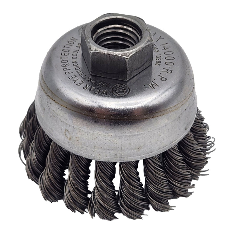 Knot Wire Cup Brush 2-3/4" (70 mm) Dia. x .020 x 5/8"-11 UNC AH Steel