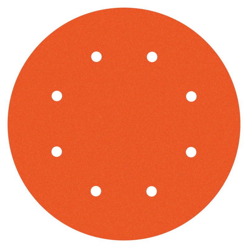 8" 400 Grit, Orange Hook & Loop Disc w/8 Vac Holes