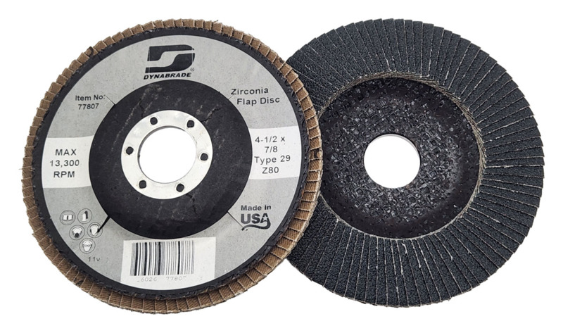 4-1/2" (114 mm) Dia. x 7/8" CH 80 Grit Z/A Type 29 DynaCut Flap Disc W/Fiberglass