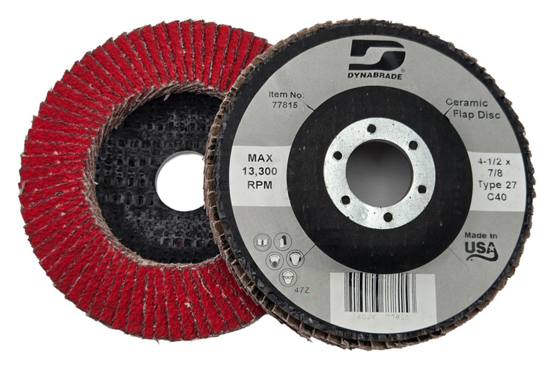 4-1/2" (114 mm) Dia. x 7/8" (22 mm) 40 Grit Type 27 DynaCut Ceramic Flap Disc